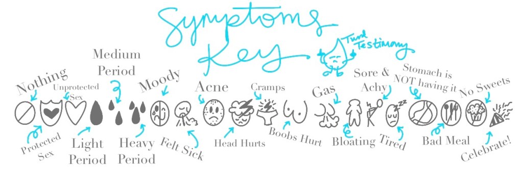 Symptoms key screenshot for turd testimony’s free gut journal page.